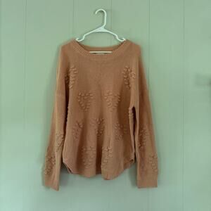 Jun & ivy peach orange heart long sleeve cottagecore lightweight sweater large